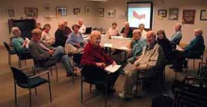 Members of the SilverStringers project in Melrose, Mass., offer lessons from their citizen journalism experience to the staff of the newly launched Rye Reflections in April 2005.