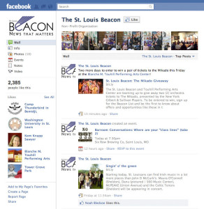 The St. Louis Beacon's fan page on Facebook. 